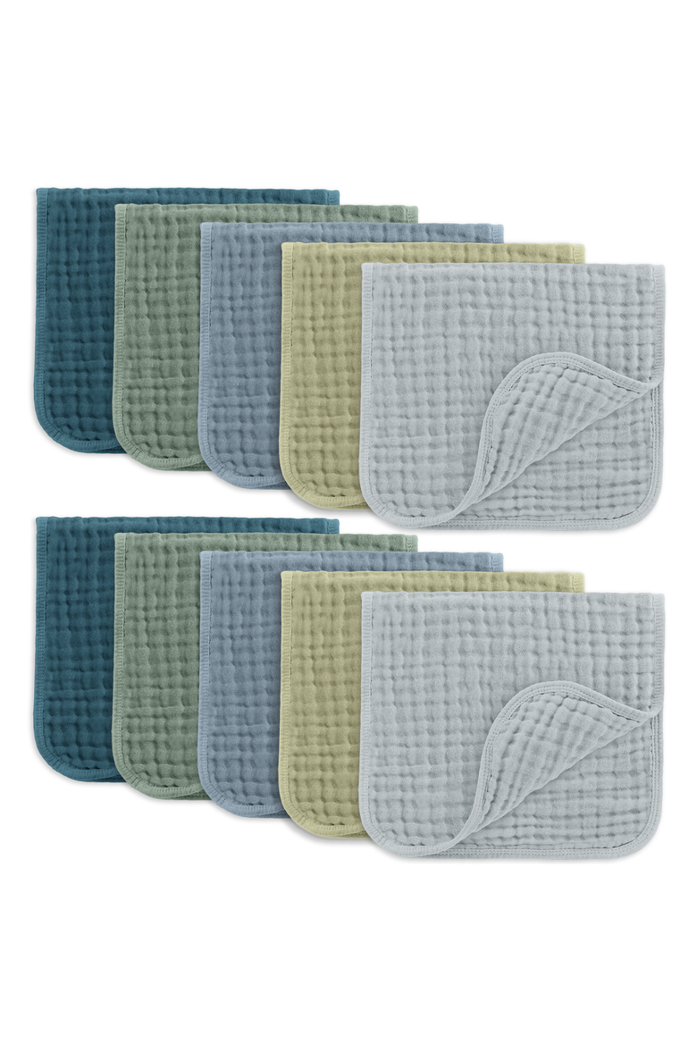 Muslin Burp Cloths - Pack of 10, Main, color, Multi Boy