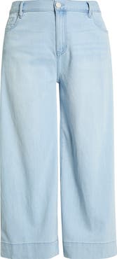 Liverpool Los Angeles Stride Embroidered High Waist Crop Wide Leg Jeans