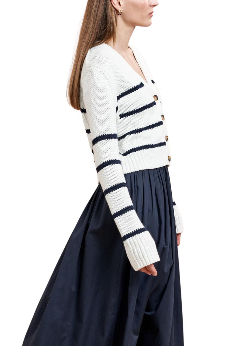 La Ligne Mini Marina Cardigan, Alternate, color, Cream/Navy