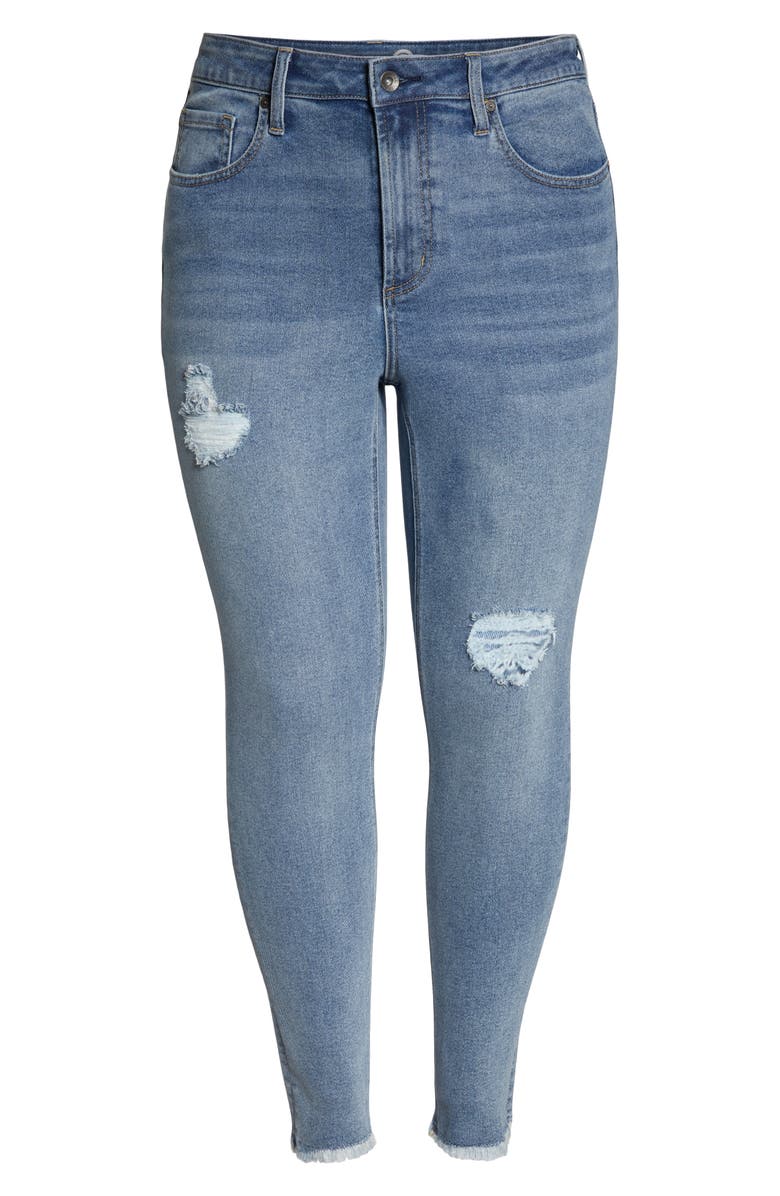 MAXSTUDIO Indigo Perfect Vintage Core Ripped High Waist Skinny Jeans, Alternate, color, 