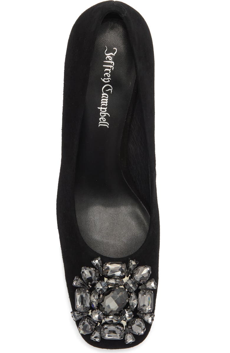 Jeffrey Campbell Panem Crystal Embellished Pump, Alternate, color, Black Suede Pewter
