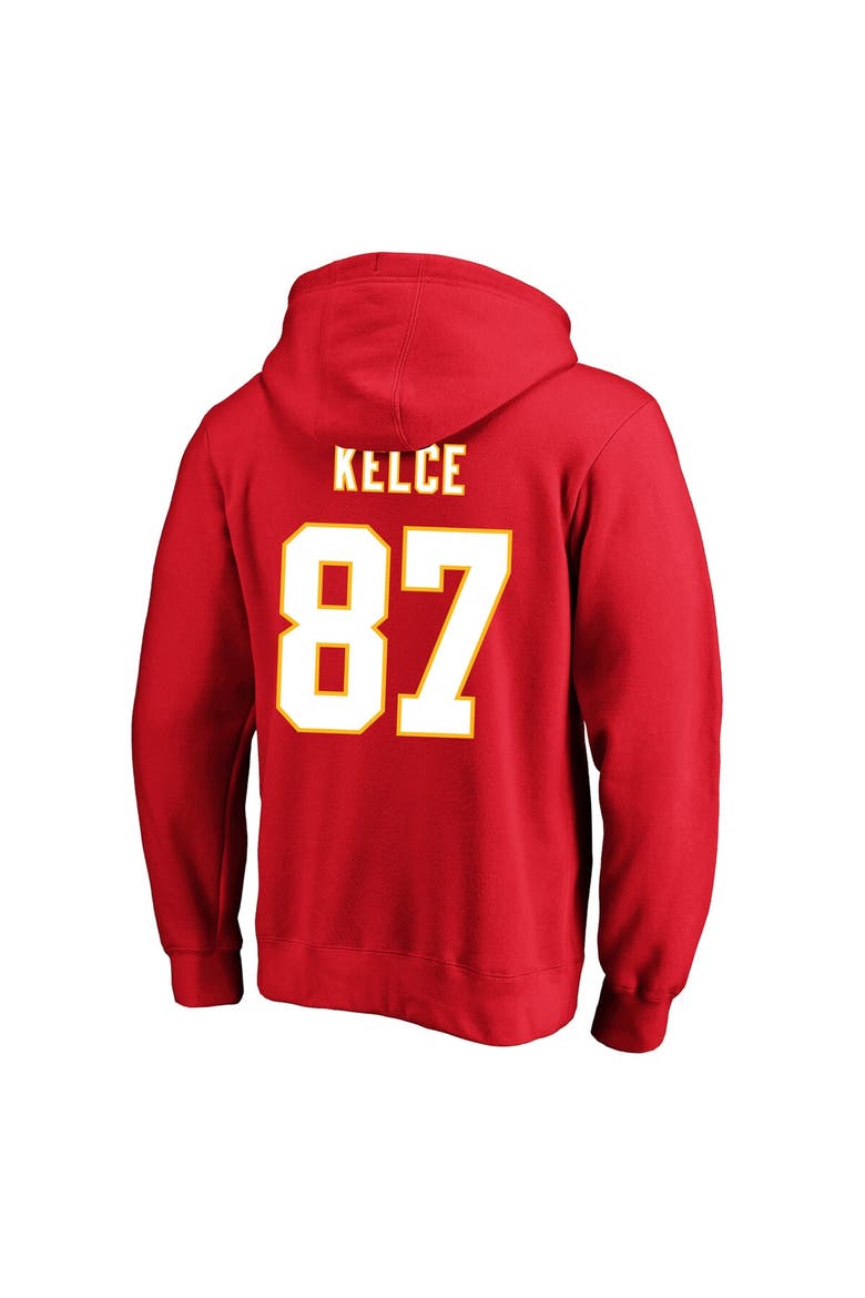 Men's Fanatics Travis Kelce Red Kansas City Chiefs Big & Tall Name & Number Fleece Pullover Hoodie, Alternate, color, Red