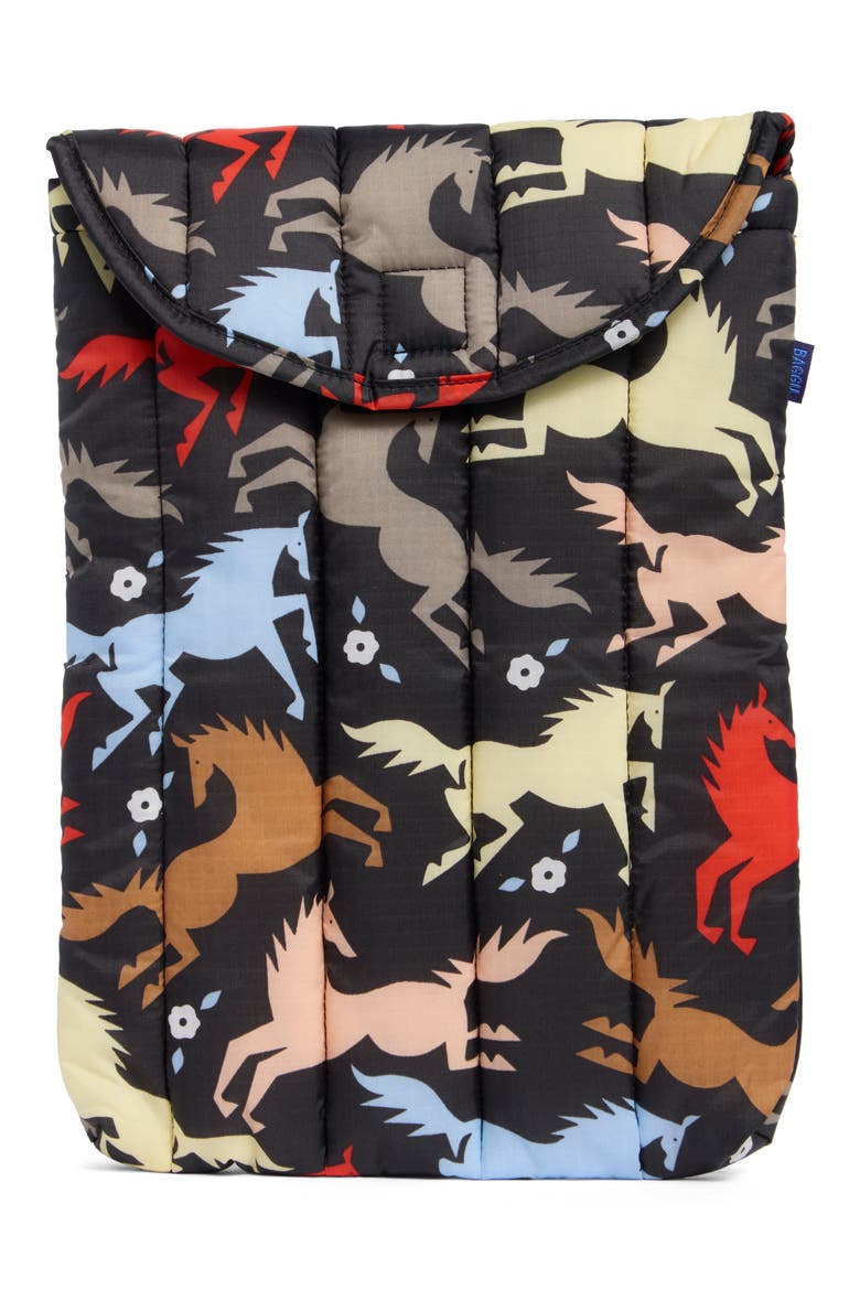 Puffy 13" Laptop Sleeve, Main, color, HORSE CUT-OUTS