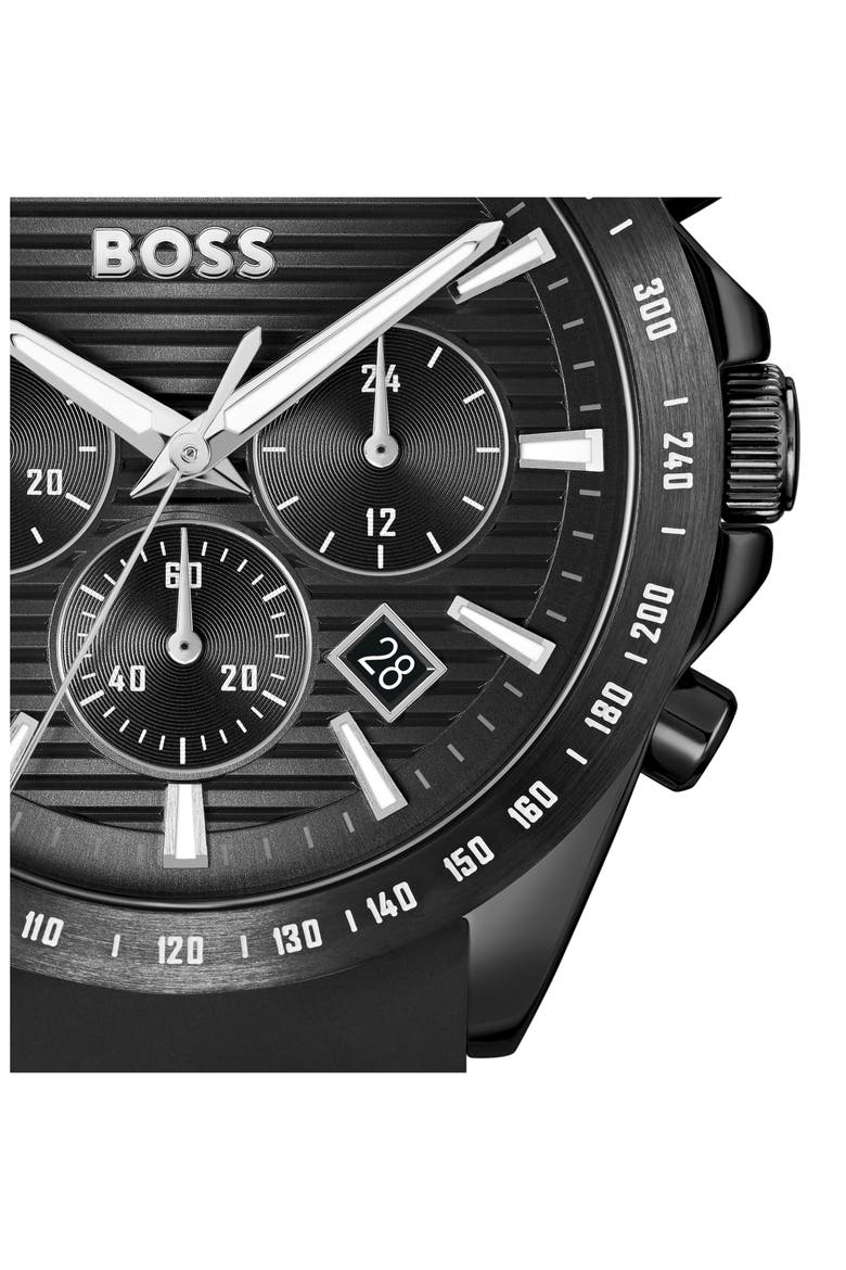 Strike Chronograph Silicone Strap Watch, 41mm, Alternate, color, BLACK