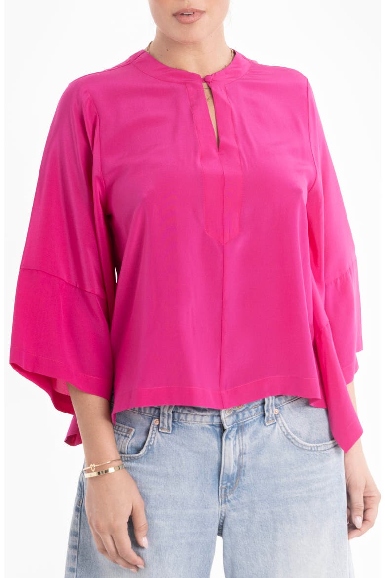Wide Sleeve Silk Top, Main, color, Fuchsia