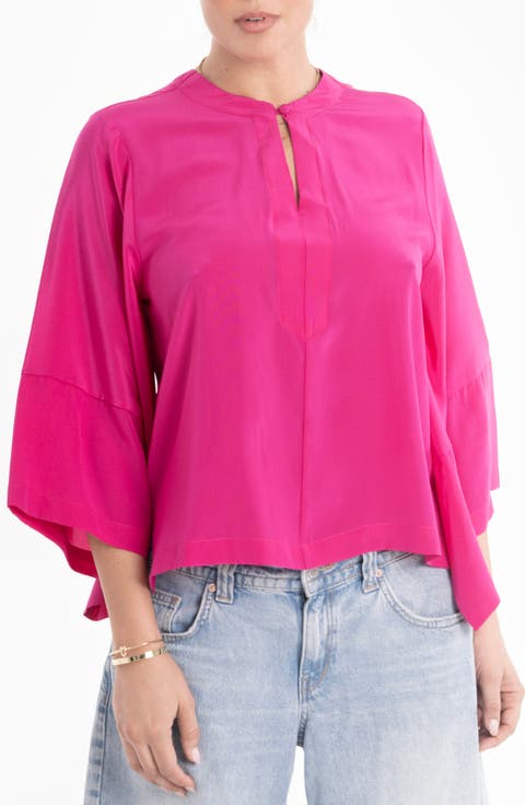 Wide Sleeve Silk Top