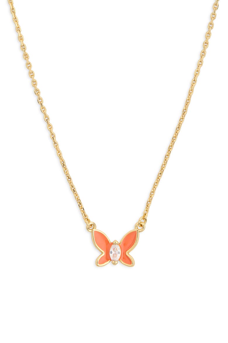 social butterfly pendant necklace, Main, color, CORAL