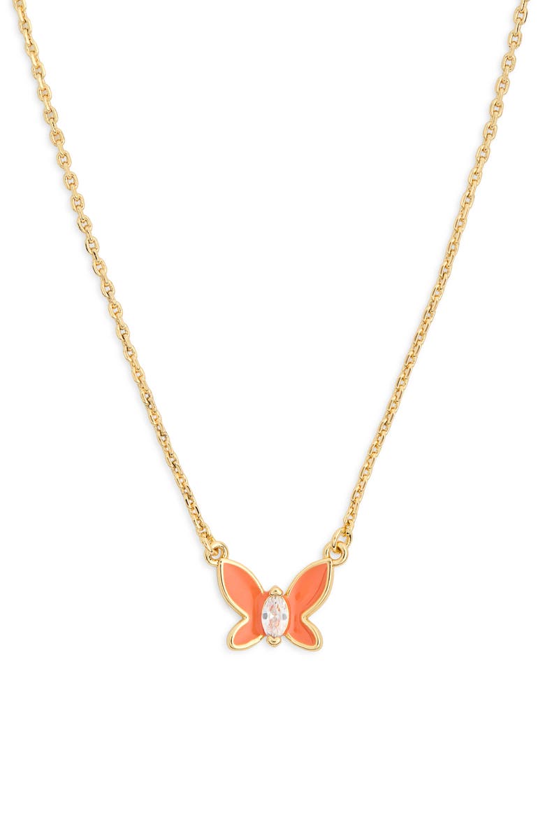 Kate Spade New York social butterfly pendant necklace, Main, color, Coral