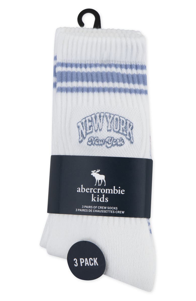 abercrombie kids Kids' Assorted 3-Pack Crew Socks, Alternate, color, Infinity
