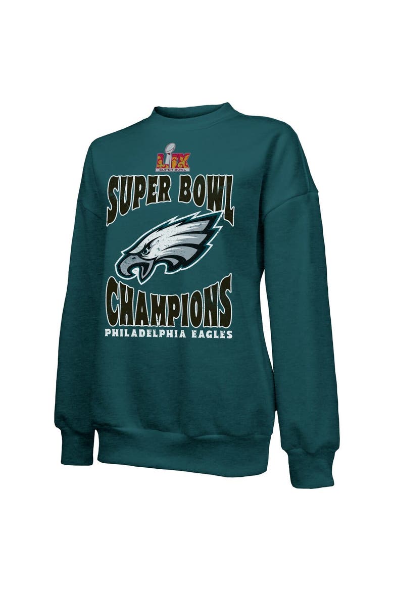 Women's Majestic Threads  Midnight Green Philadelphia Eagles Super Bowl LIX Champions Choke Up Tri-Blend Pullover Sweatshirt, Alternate, color, Green