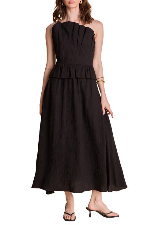 Pleated Ruffle Strapless Maxi Dress