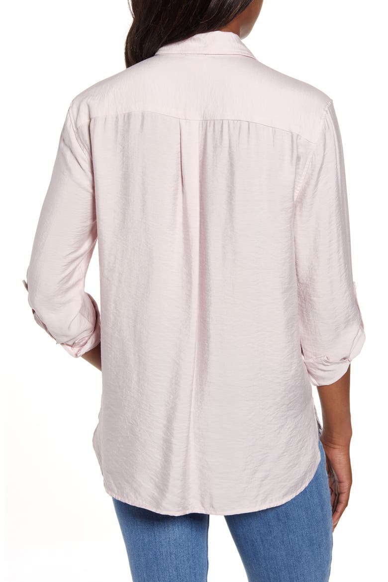 Hammered Satin Utility Shirt, Alternate, color, HUSH PINK