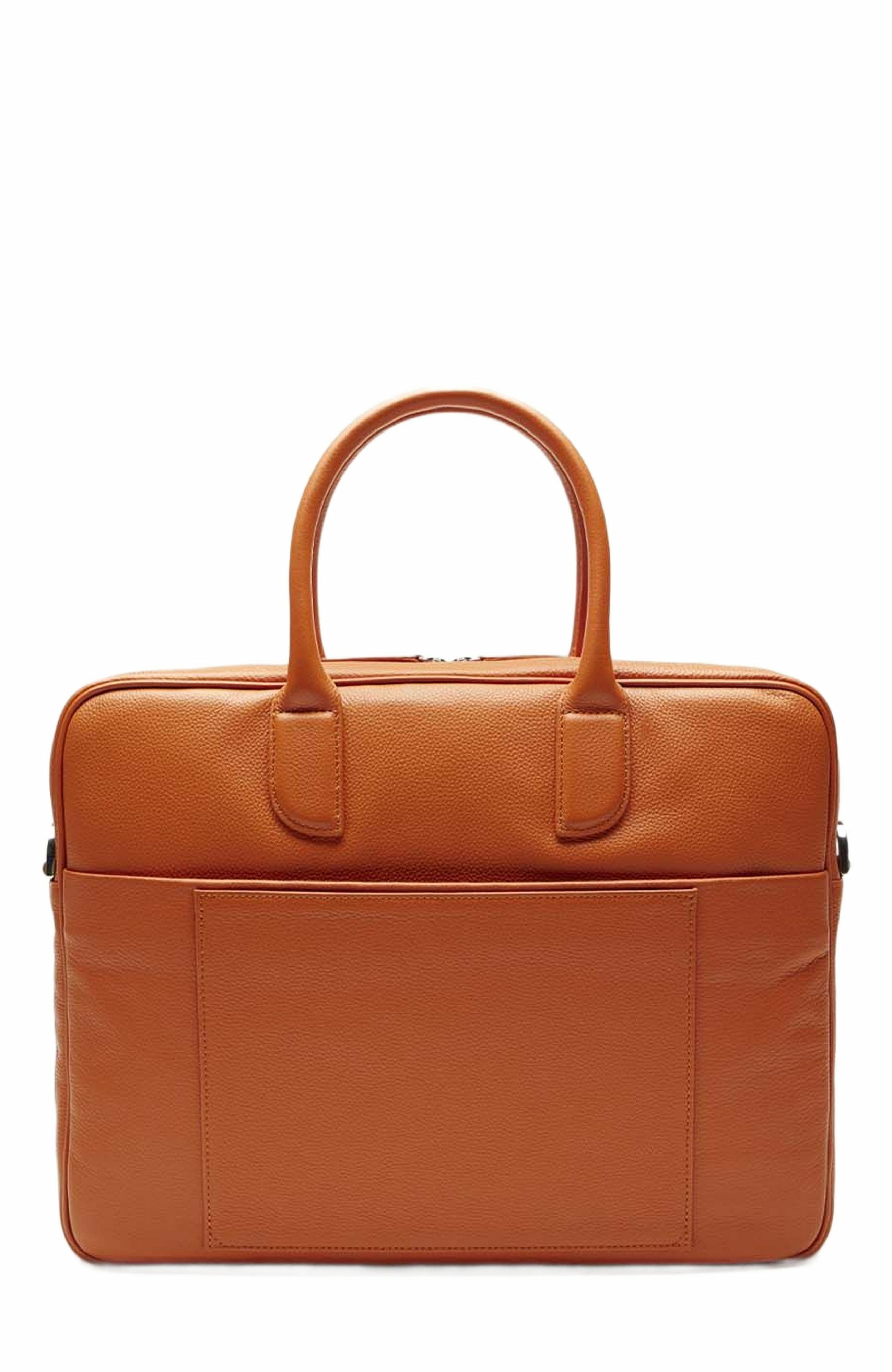 Want Les Essentiels Lesage Pebble-Grained Leather Computer Bag, Alternate, color, Orange