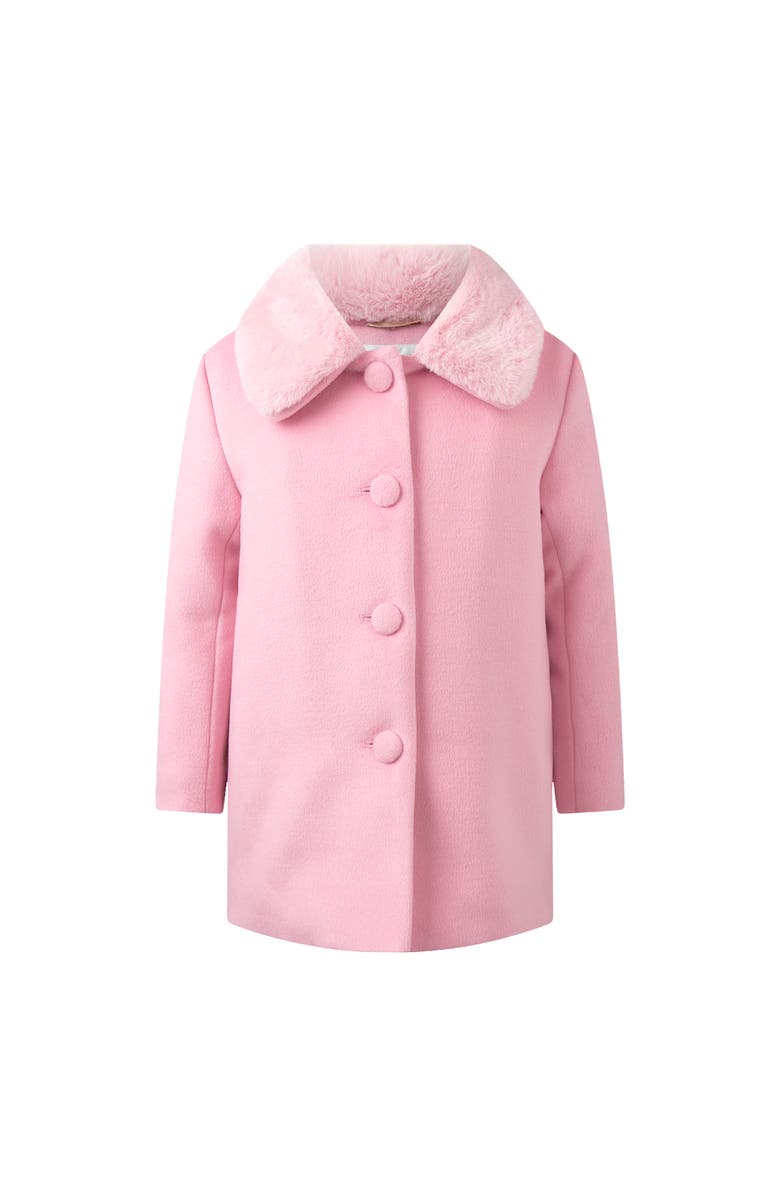 Rachel Riley Faux Fur Collar Coat, Main, color, Pink