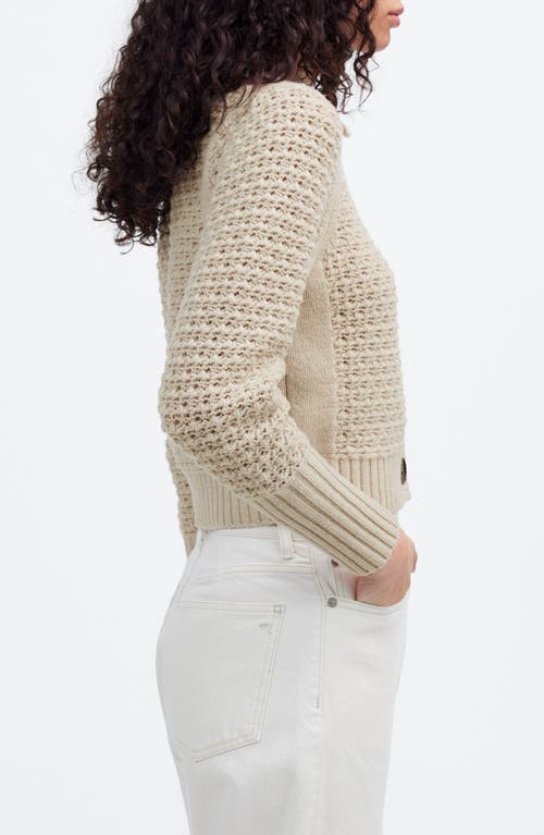 Madewell Scalloped Merino Wool Blend Cardigan In Neutral
