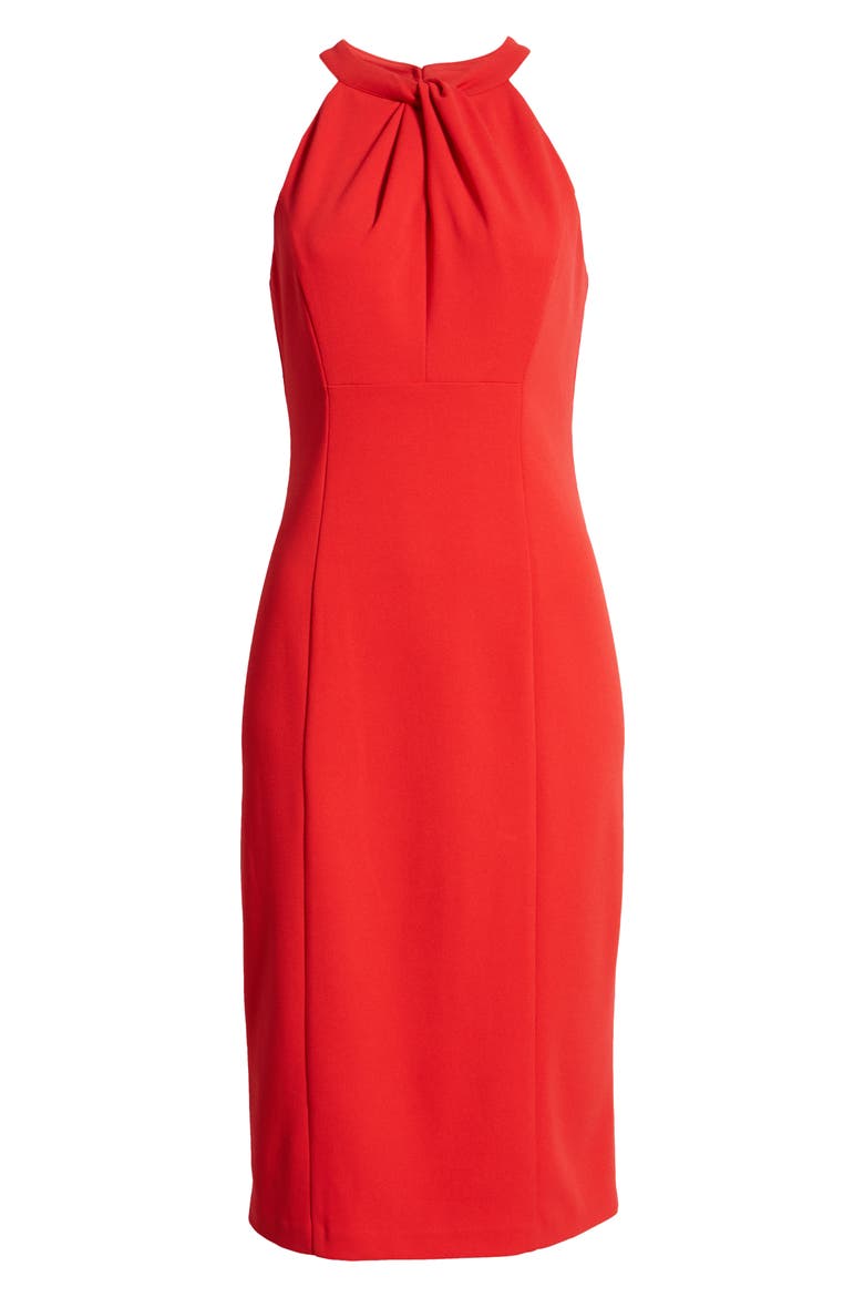 Twist Neck Sheath Dress, Alternate, color, RED