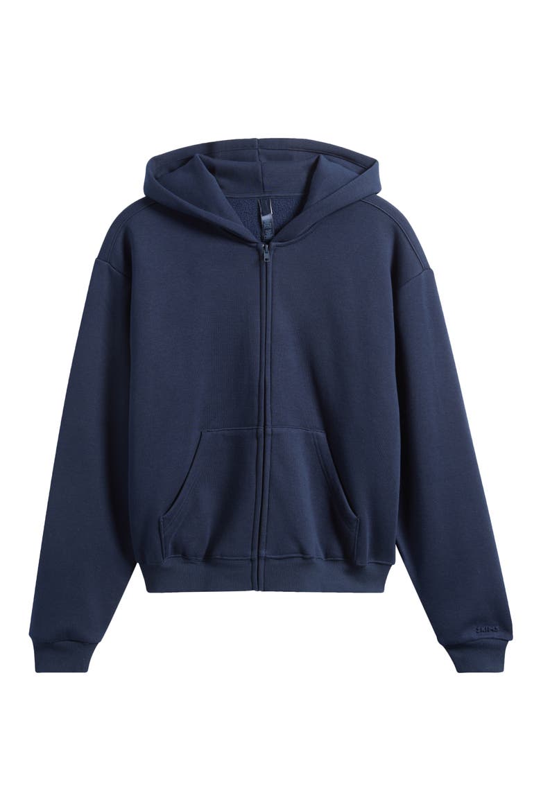 Cotton Blend Fleece Classic Zip Hoodie, Main, color, NAVY
