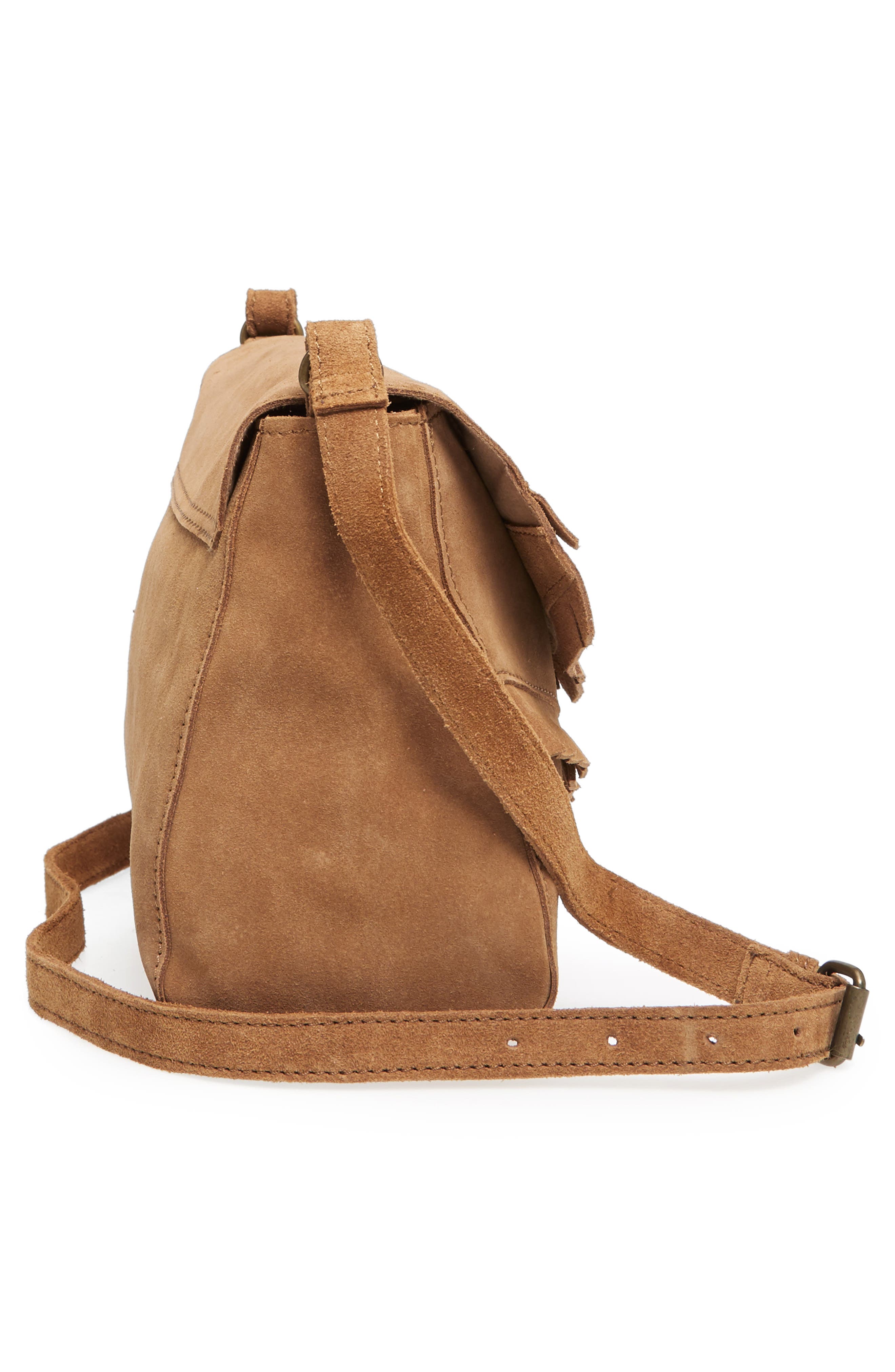 Ten79LA Chevron Fringe Suede Crossbody Bag, Alternate, color, 