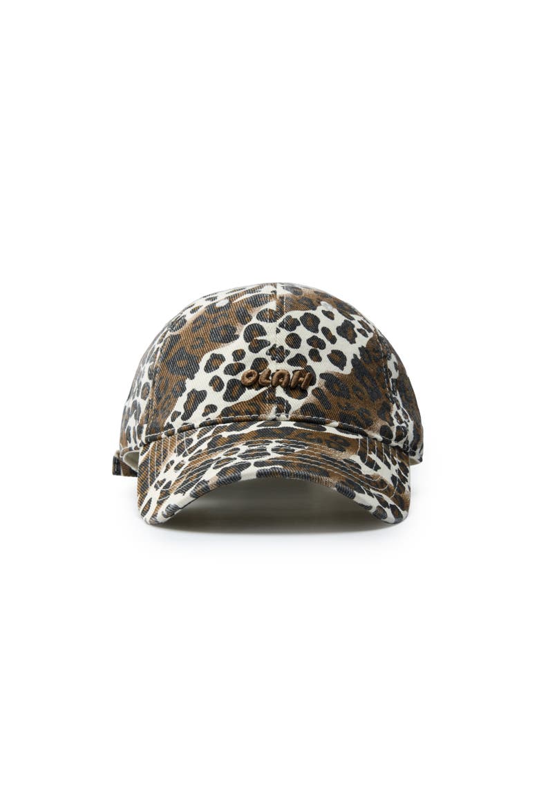 Leopard Print Baseball Cap, Main, color, Cream Cocoa