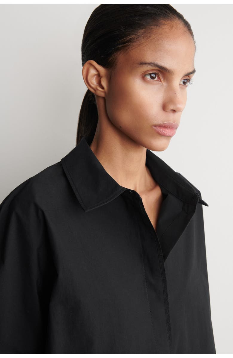 COS Oversized Short-sleeved Cotton Shirt, Alternate, color, Black