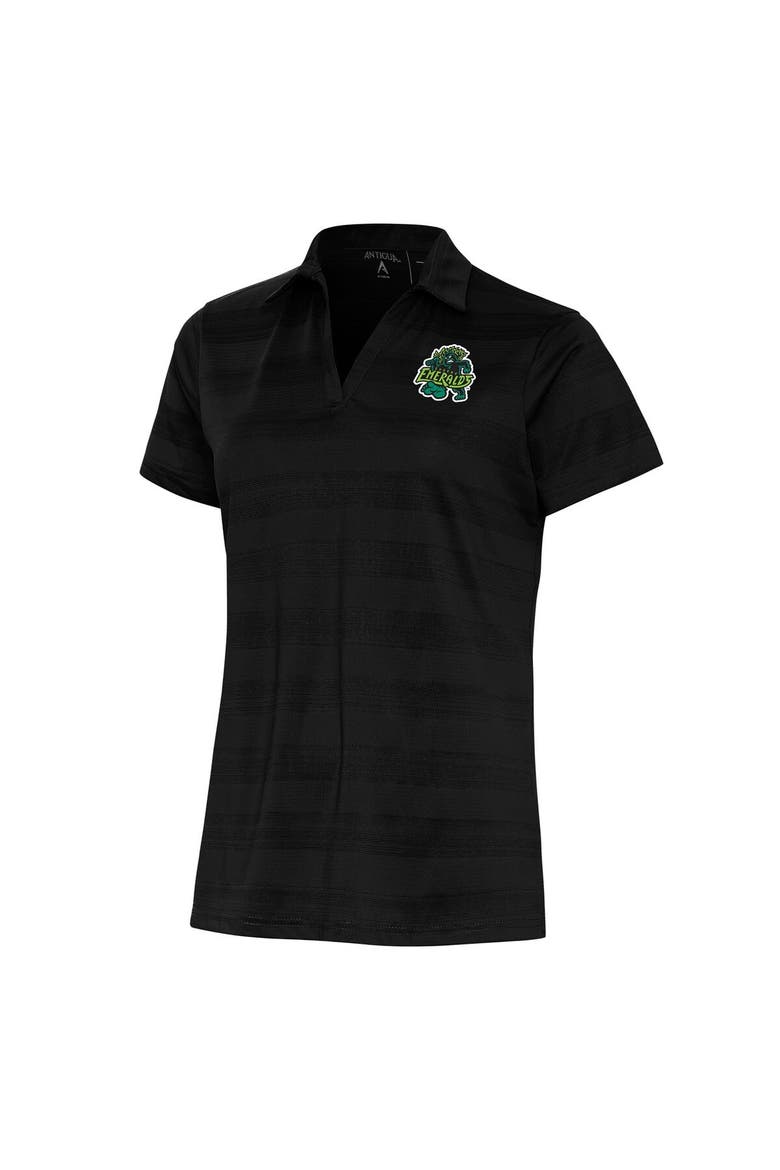 Women's Antigua Black Eugene Emeralds Compass Polo, Alternate, color, Black