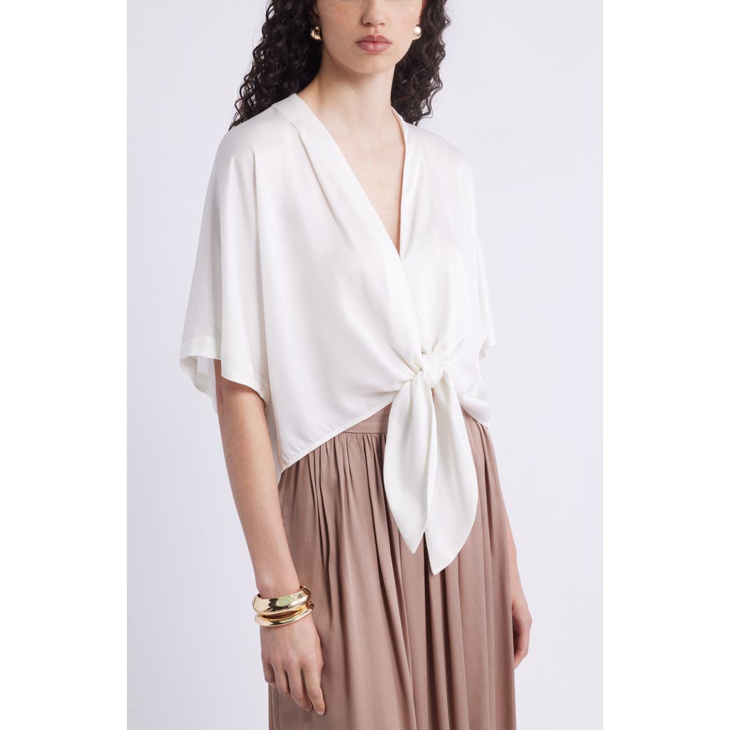 Nordstrom Tie Front Crop Top In Gray