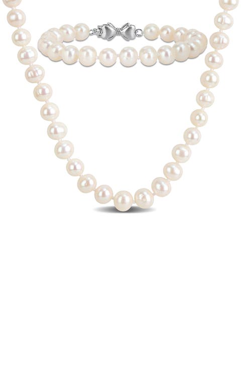 Cultured Pearl Necklace & Bracelet Set, 7.5–8.5mm