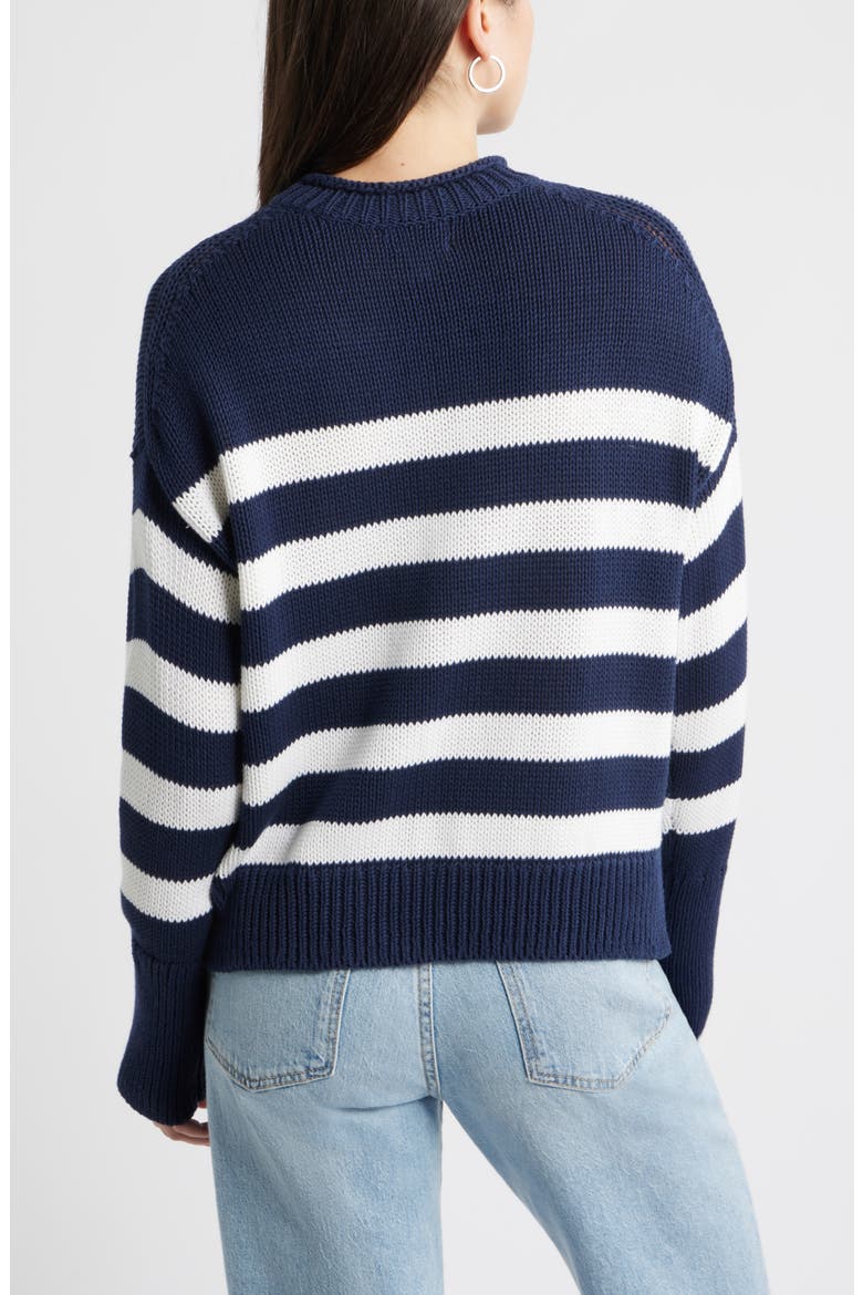 Stripe Roll Neck Cotton Sweater, Alternate, color, NAVY STILL- WHITE STRIPE