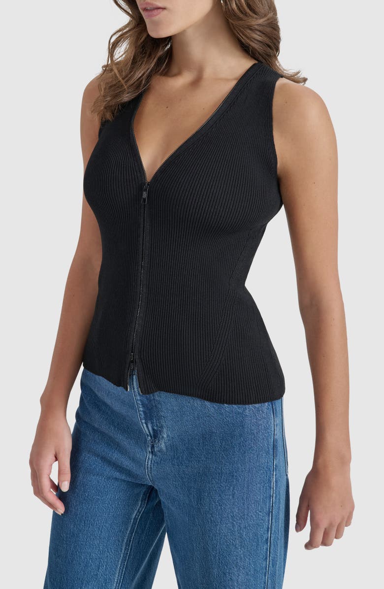 DKNY Front Zip Sweater Vest, Alternate, color, 