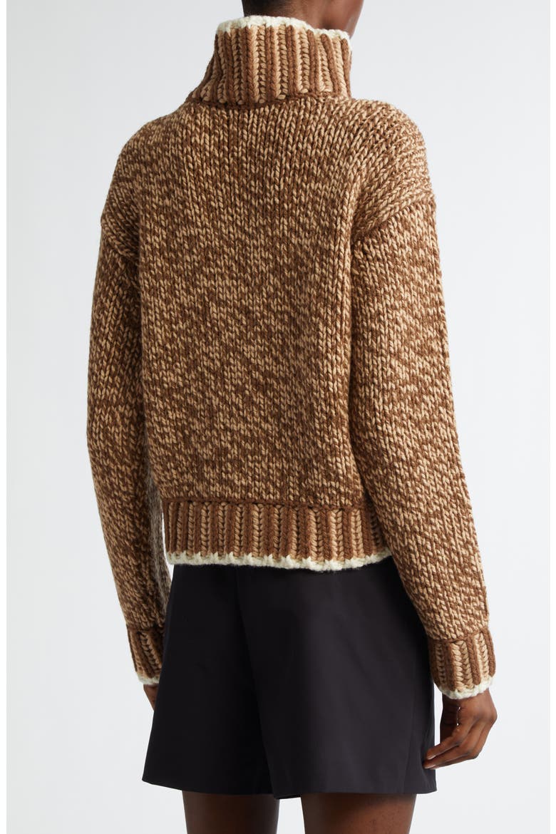 Marled Virgin Wool Blend Turtleneck Sweater, Alternate, color, BEIGE