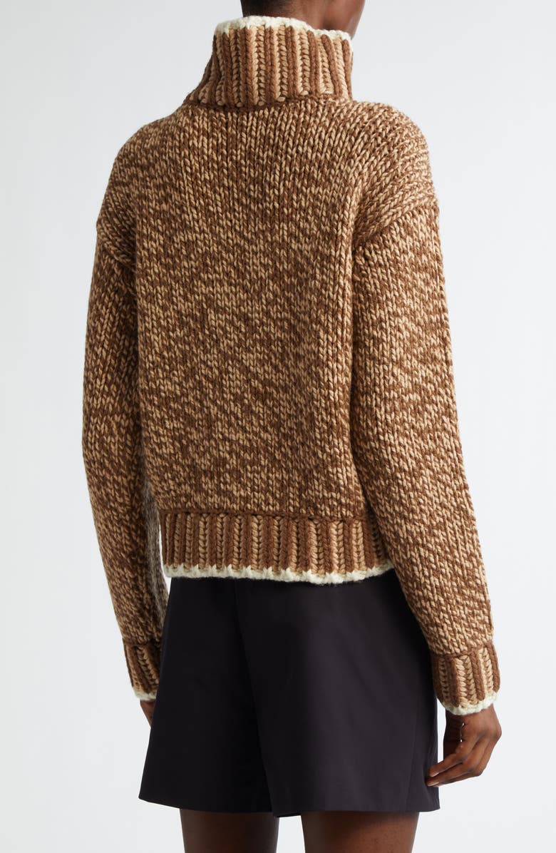 Moncler Marled Virgin Wool Blend Turtleneck Sweater, Alternate, color, Beige
