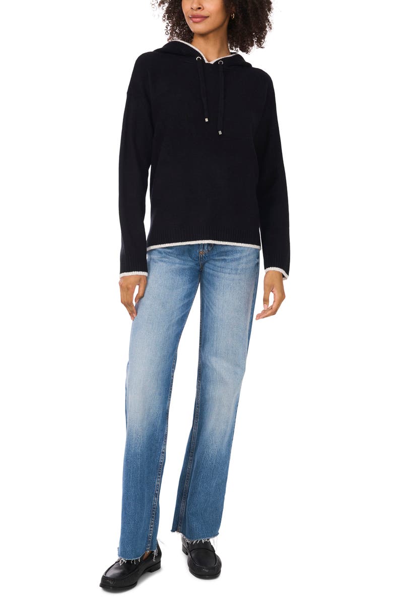 Vince Camuto Contrast Trim Sweater Hoodie, Alternate, color, 