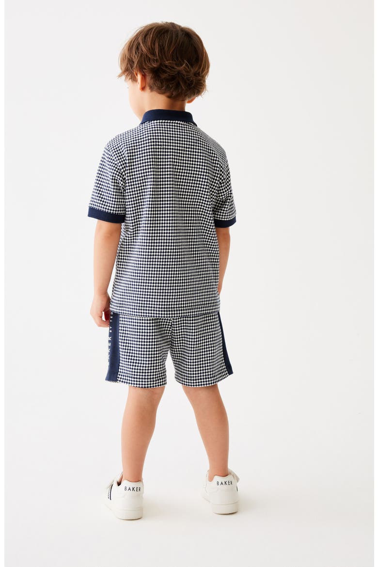Kids' Geo Jacquard Cotton Polo & Shorts Set, Alternate, color, BLUE