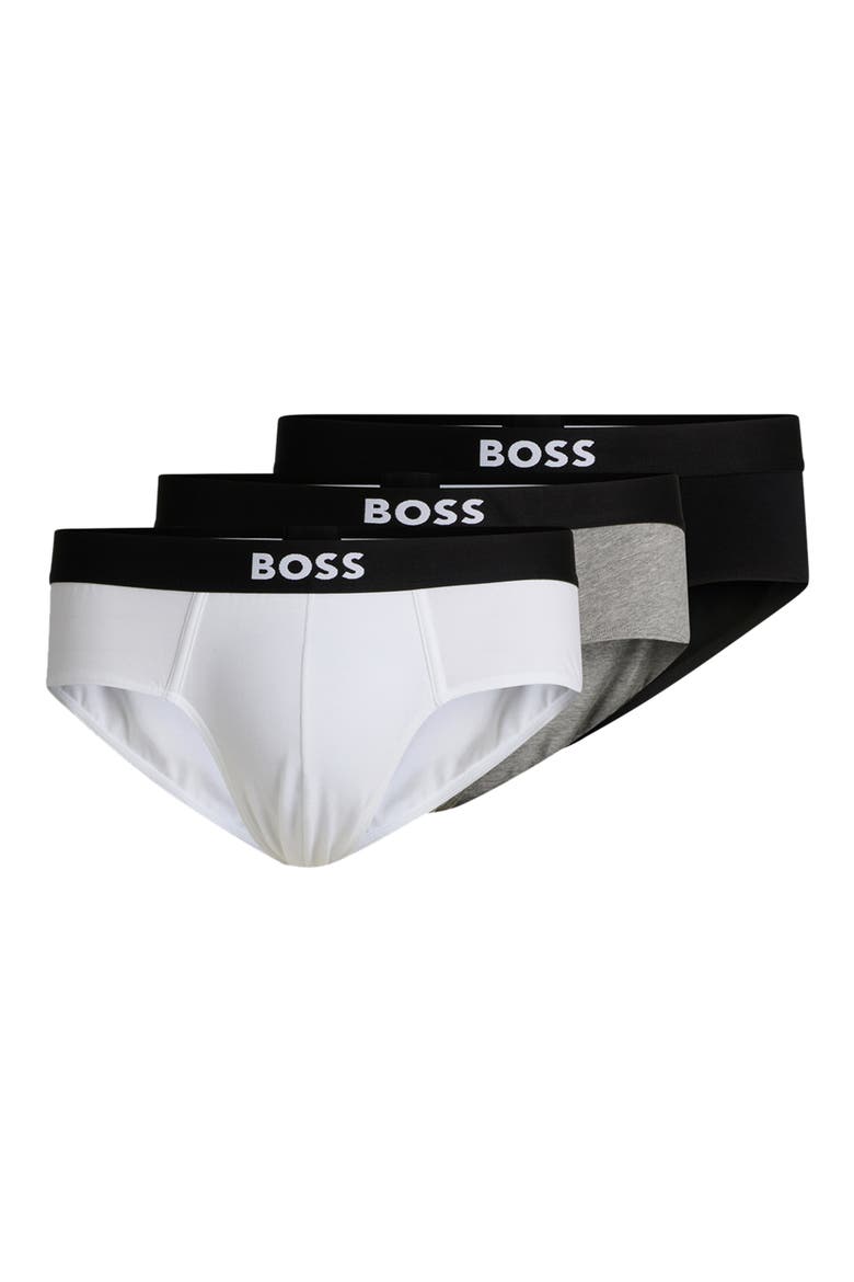 Assorted 3-Pack Power Stretch Cotton Briefs, Alternate, color, WHITE/ GREY/ BLACK