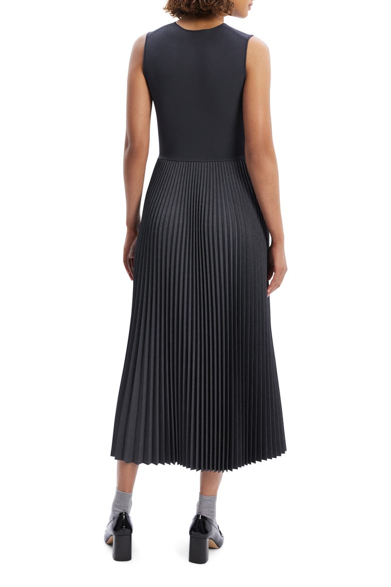 Pleated Mixed Media Midi Dress, Alternate, color, CHARCOAL MELANGE - A08