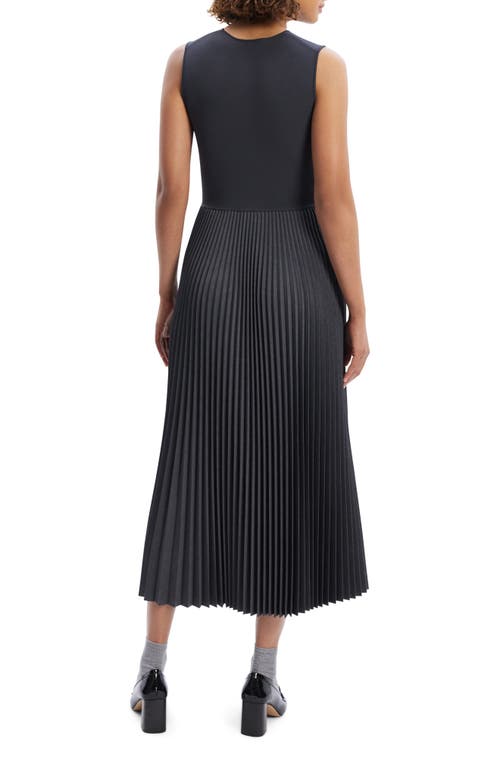 Theory Pleated Midi Dress In Charcoal Melange - A08