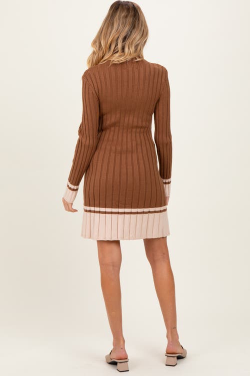 Pinkblush Ribbed Contrast Hem Sweater Dress In Animal Print
