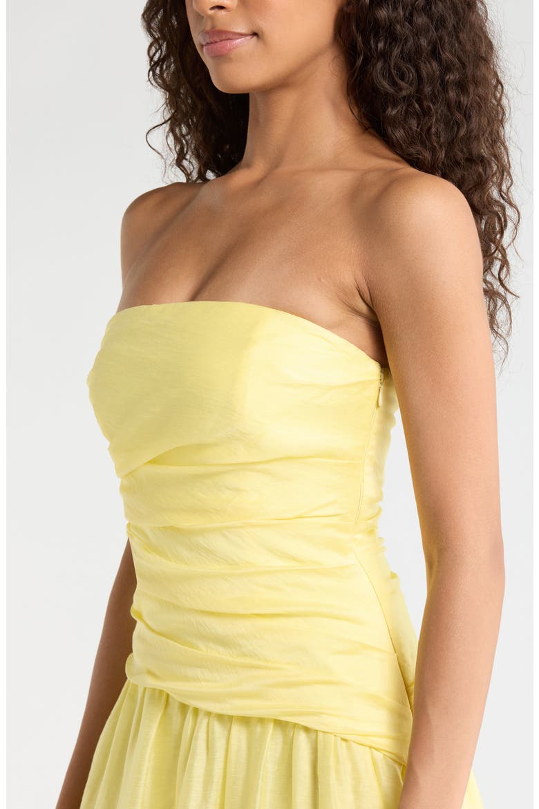 Rumi Ruched Strapless Midi Dress, Alternate, color, YELLOW
