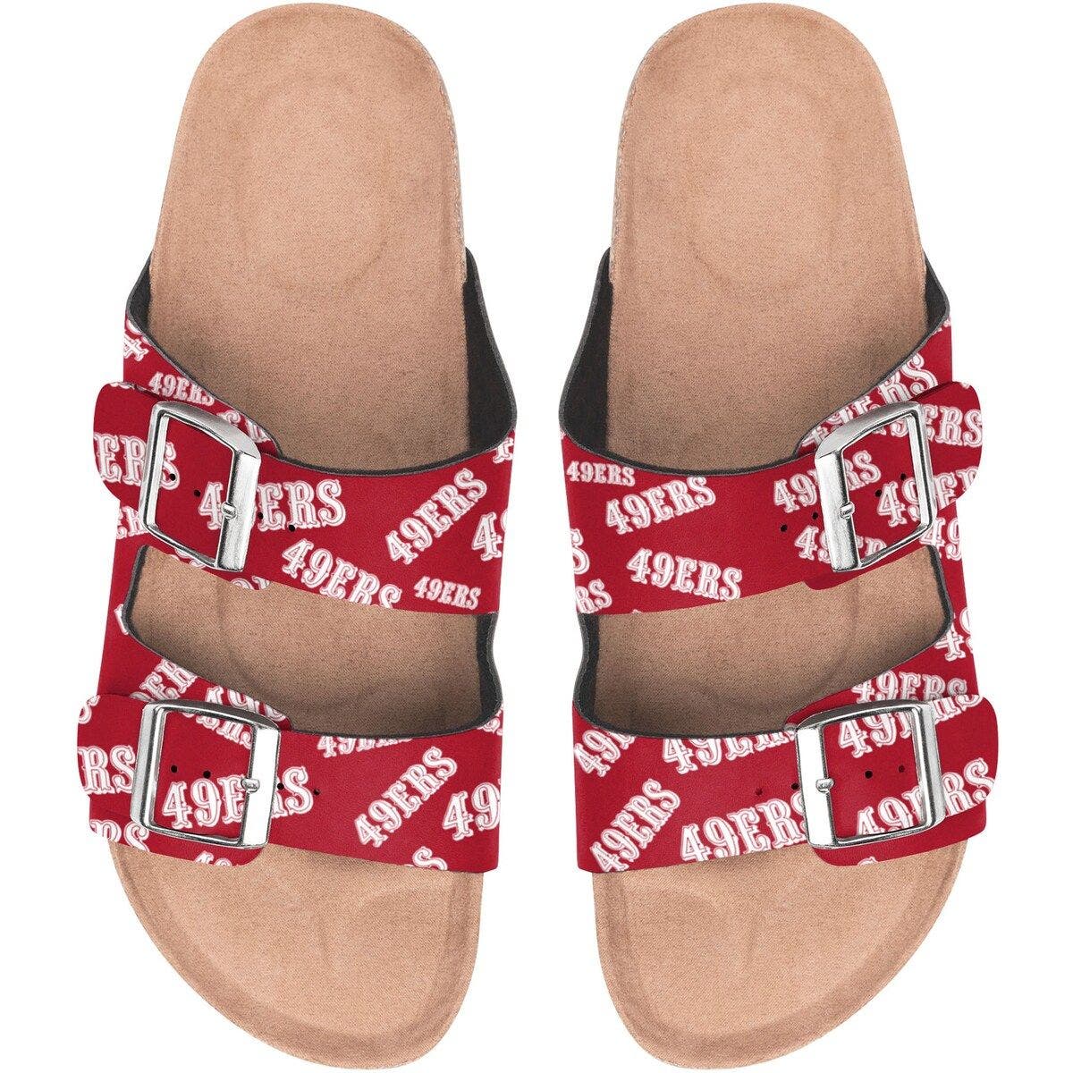 FOCO Women's FOCO San Francisco 49ers Mini Print Double-Buckle Sandals, Alternate, color, 