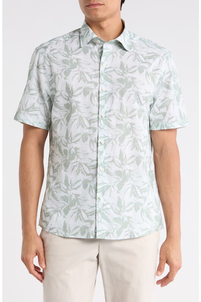 Hewitt Cotton Button-Up Shirt, Main, color, AQUA GREEN