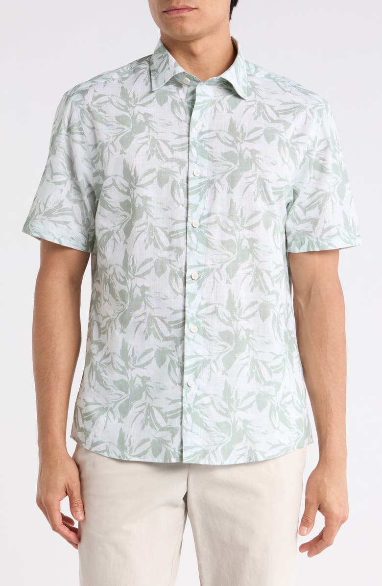 Robert Barakett Hewitt Cotton Button-Up Shirt, Main, color, Aqua Green
