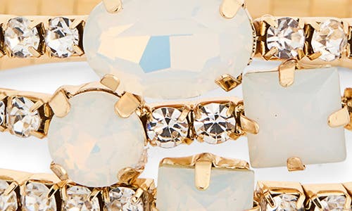 Nordstrom Rack Set Of Three Crystal Stone Stretch Bracelets In Gold