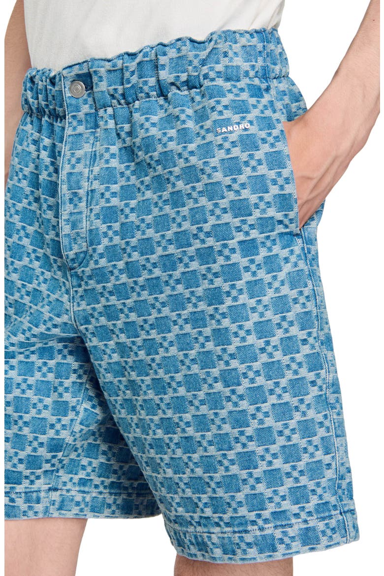 Square cross denim Bermuda shorts, Alternate, color, Sky blue