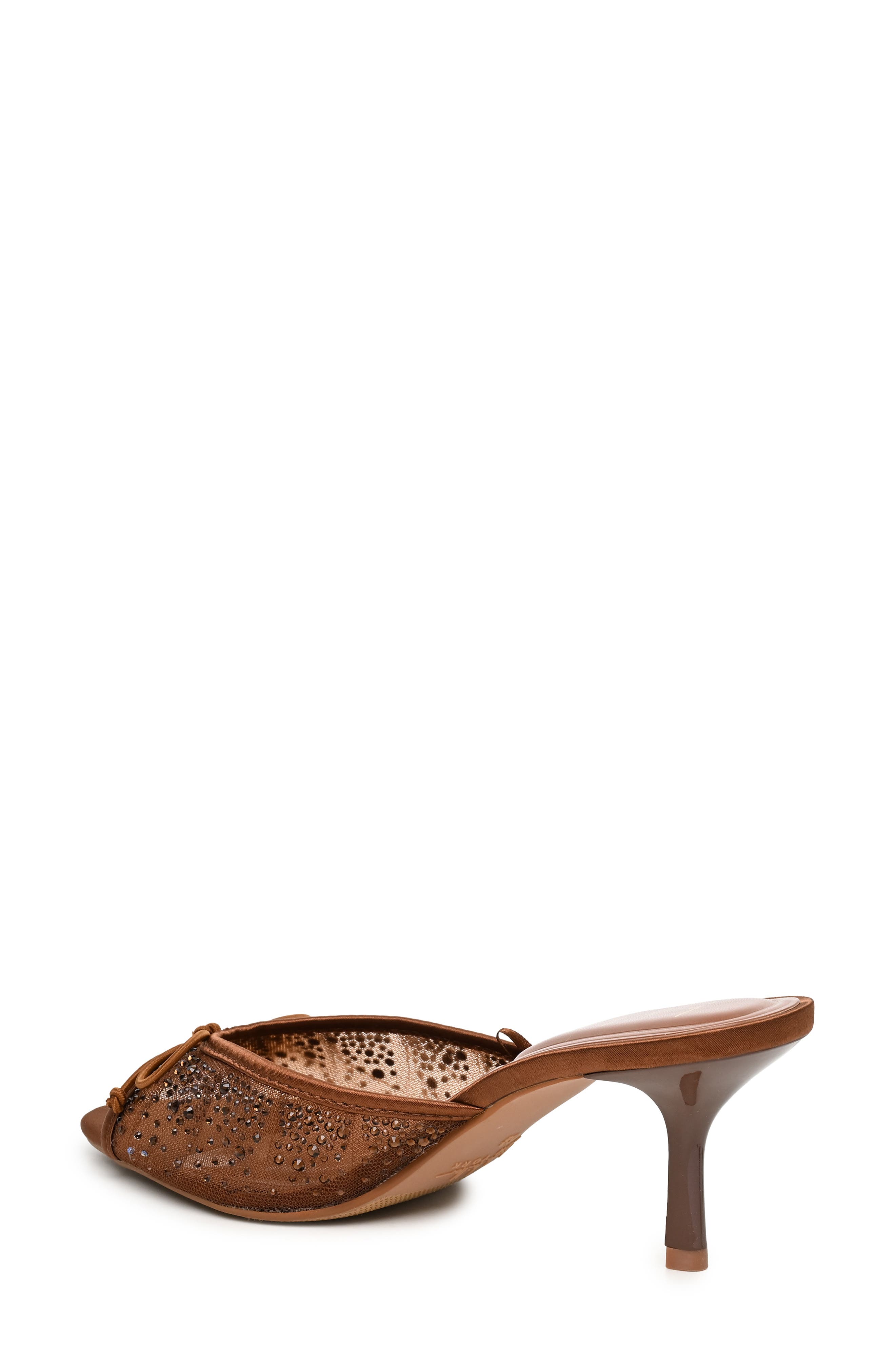 Points Bow Mesh Slide Sandal, Alternate, color, BROWN BLING