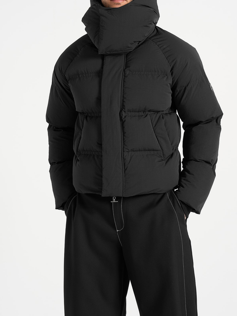 Bradley Unisex Cropped Raglan Wrap Neck Puffer Jacket