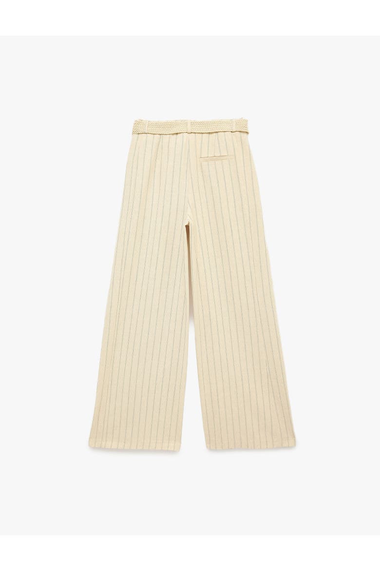 Linen Blend Belted Baggy Full Length Striped Trousers, Alternate, color, WHITE STRIPE