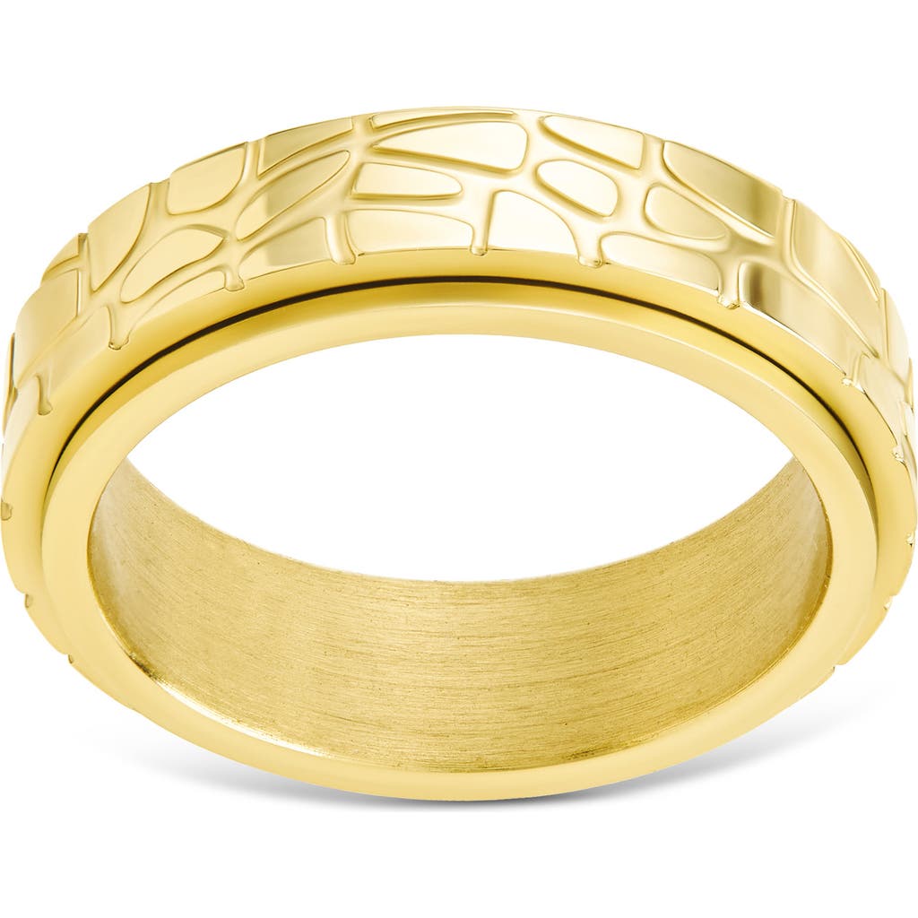 Sterling Forever Textured Spinner Ring In Gold