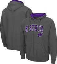 COLOSSEUM Men's Colosseum Charcoal Kansas State Wildcats Arch & Logo 3.0 Full-Zip Hoodie
