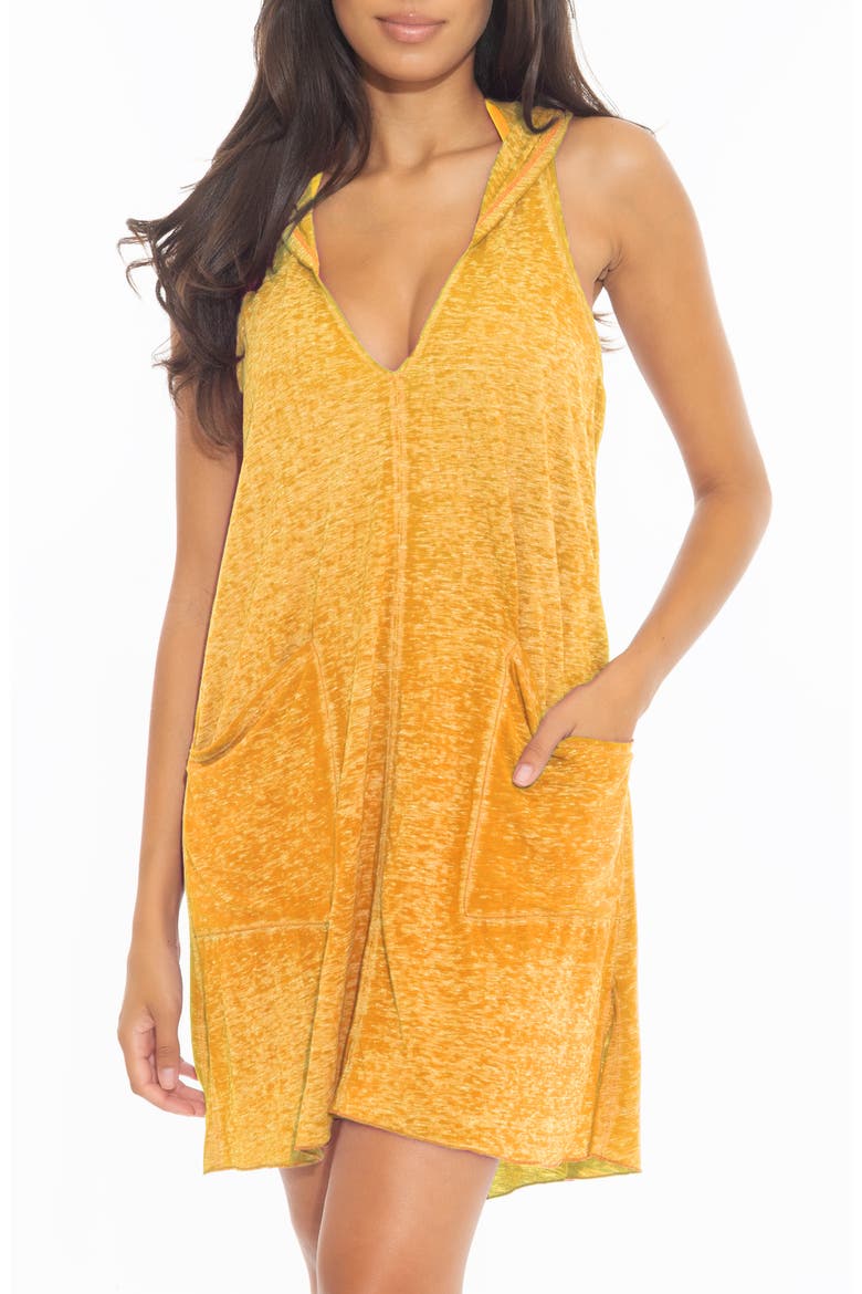 Beach Date Hooded Cover-Up Dress, Main, color, GOLD