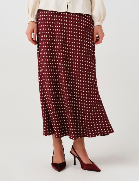 Lyra Spot Midi Satin Skirt